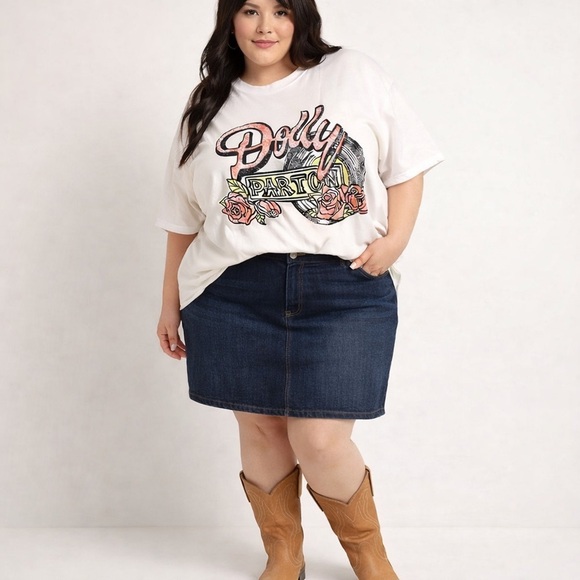 Dolly Parton Tops - Dolly Parton Graphic Tee Shirt Top Floral Country Music White Pink Size 7XL